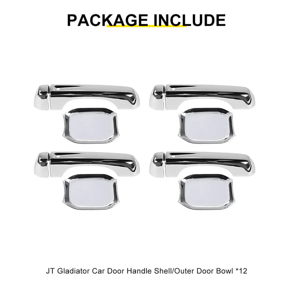 For 2018+ Jeep Wrangler JT Outside Door Bowl Handle Shell Overlay Trim Cover Kit (8 pcs)