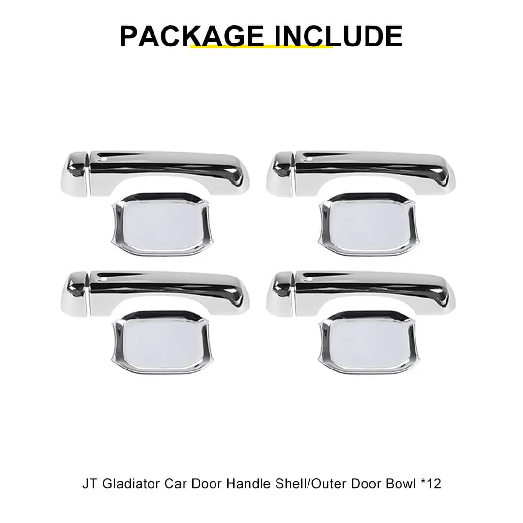 For 2018+ Jeep Wrangler JT Outside Door Bowl Handle Shell Overlay Trim Cover Kit (8 pcs)