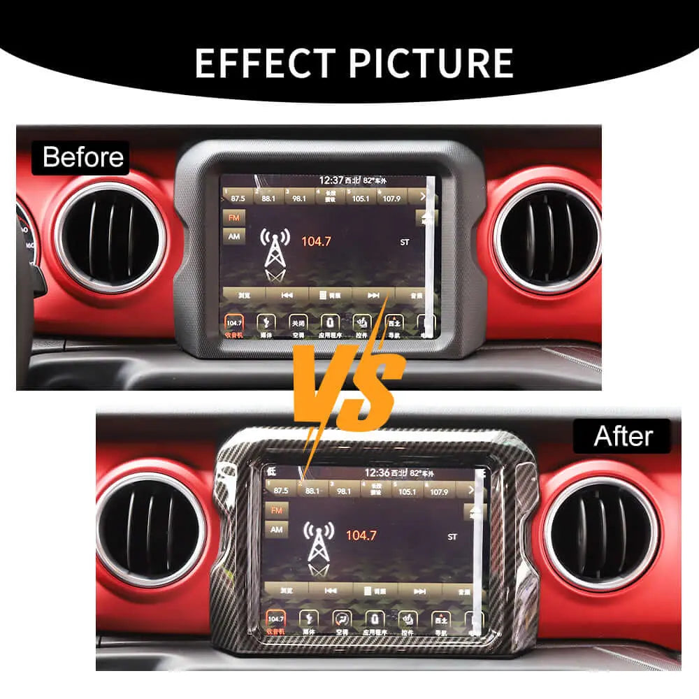 For 2018–2023 Jeep Wrangler JL, JLU & Gladiator JT Rubicon Dashboard Navigation Screen Bezel Trim Cover (Fits 8.4" Display Only)