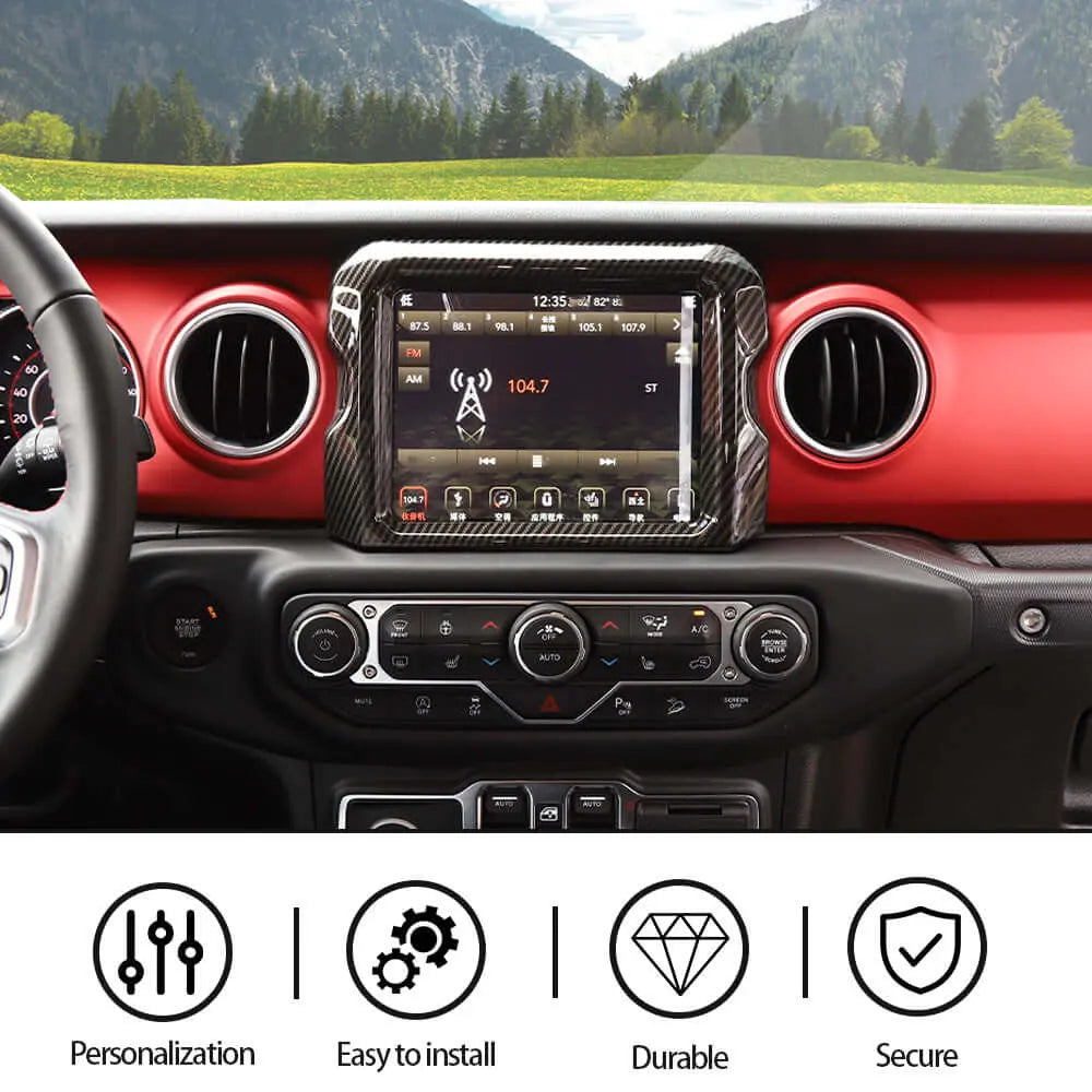For 2018–2023 Jeep Wrangler JL, JLU & Gladiator JT Rubicon Dashboard Navigation Screen Bezel Trim Cover (Fits 8.4" Display Only)