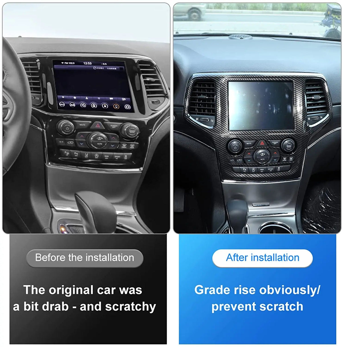 For 2019-2021 Jeep Grand Cherokee WK2 Interior Central Navigation Panel, Center Control GPS Cover Trim