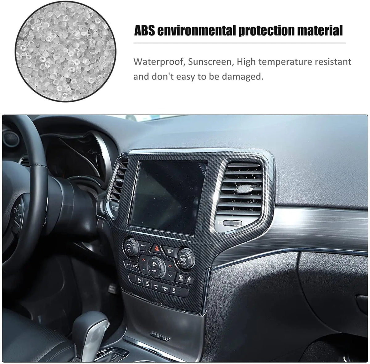 For 2019-2021 Jeep Grand Cherokee WK2 Interior Central Navigation Panel, Center Control GPS Cover Trim