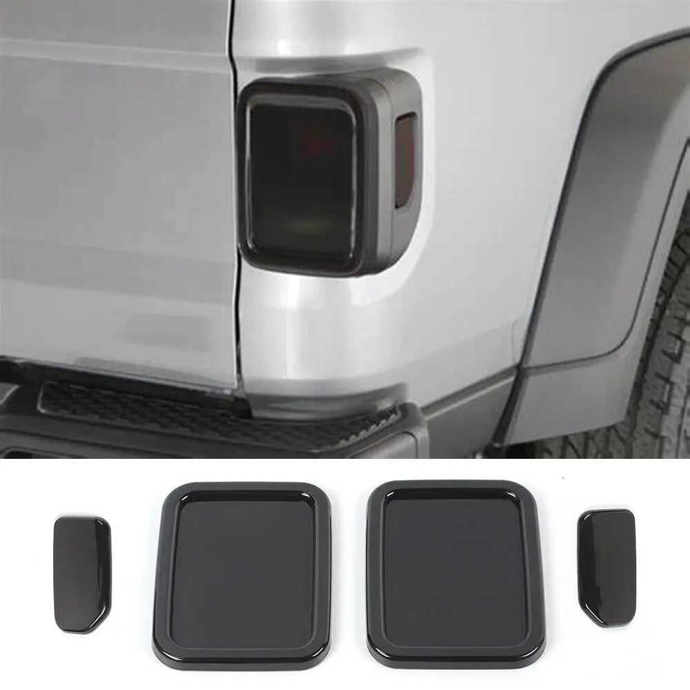 For 2019+ Jeep Gladiator JT Exterior Rear Taillight Halogen Lamp Guard Trim Cover (4 pcs)