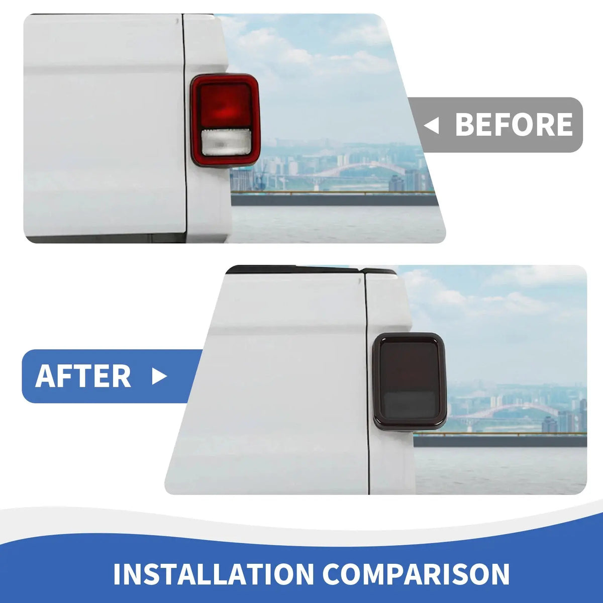 For 2019+ Jeep Gladiator JT Exterior Rear Taillight Halogen Lamp Guard Trim Cover (4 pcs)