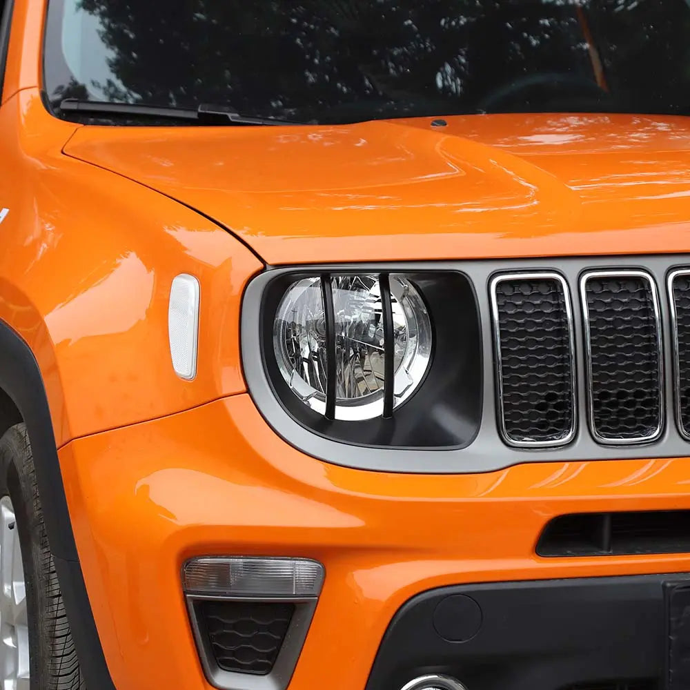 For 2019+ Jeep Renegade Exterior Head Light Lamp Guards Bezels Trim Black