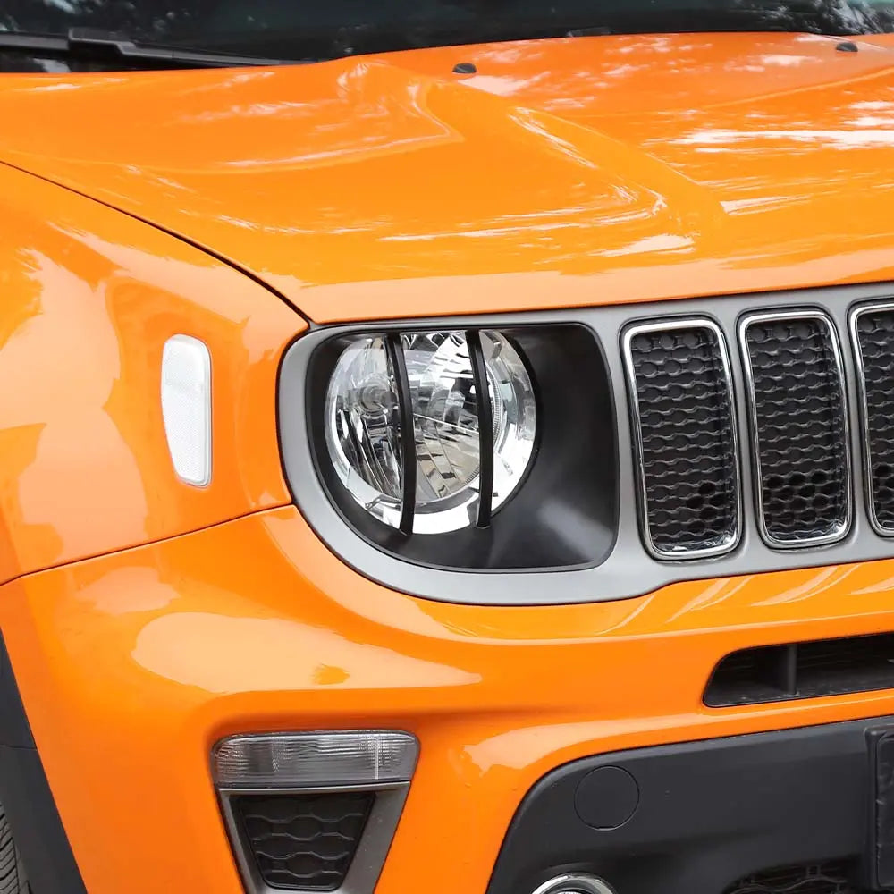 For 2019+ Jeep Renegade Exterior Head Light Lamp Guards Bezels Trim Black