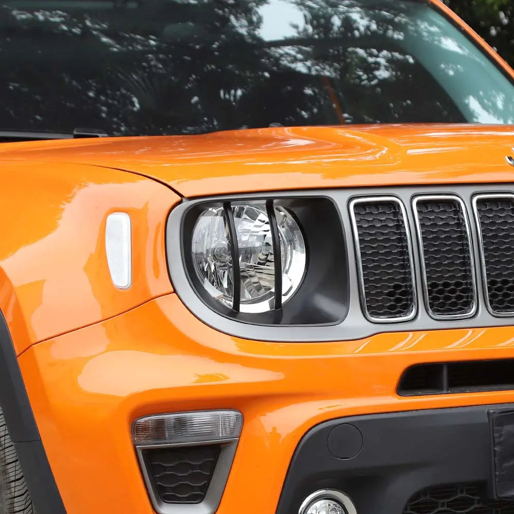 For 2019+ Jeep Renegade Exterior Head Light Lamp Guards Bezels Trim Black