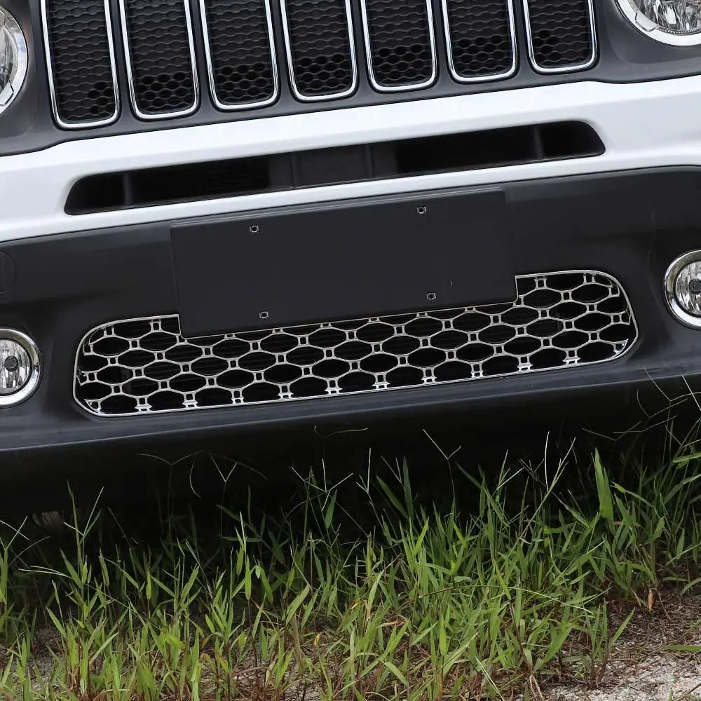 For 2019+ Jeep Renegade Front Bumper Grille Mesh Insect Net Decor Cover Trim Chrome
