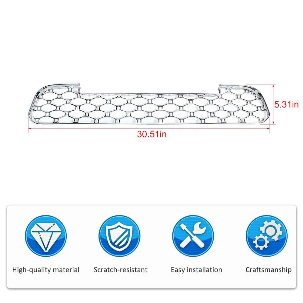 For 2019+ Jeep Renegade Front Bumper Grille Mesh Insect Net Decor Cover Trim Chrome