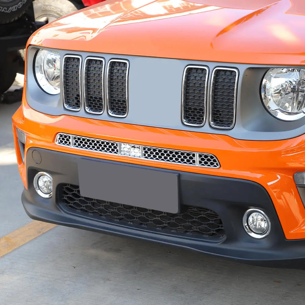 For 2019+ Jeep Renegade Front Face Grille Insect Mesh Net Decor Cover Chrome