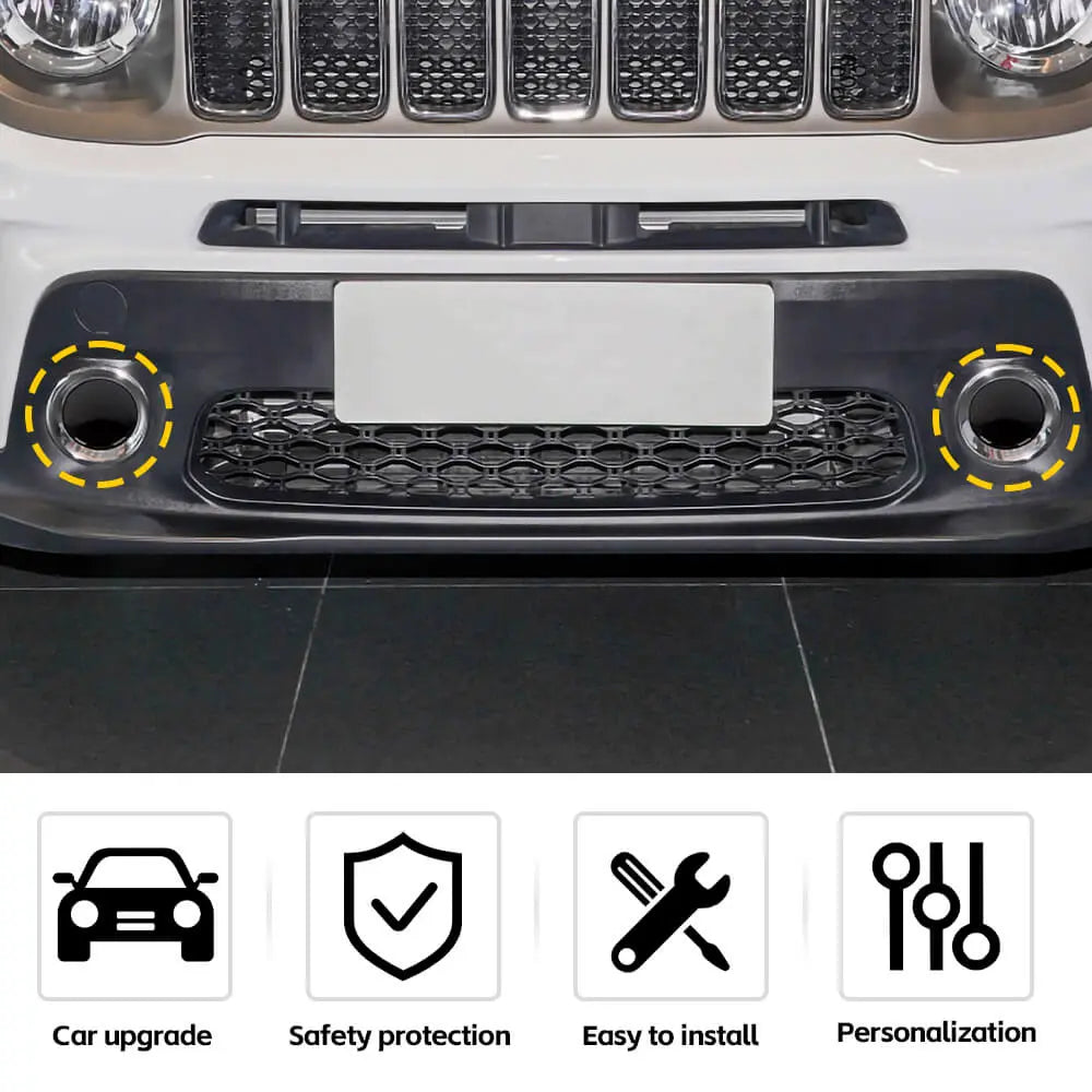 For 2019+ Jeep Renegade Front Fog Light Lamp Covers Trim Decor Smoked Black