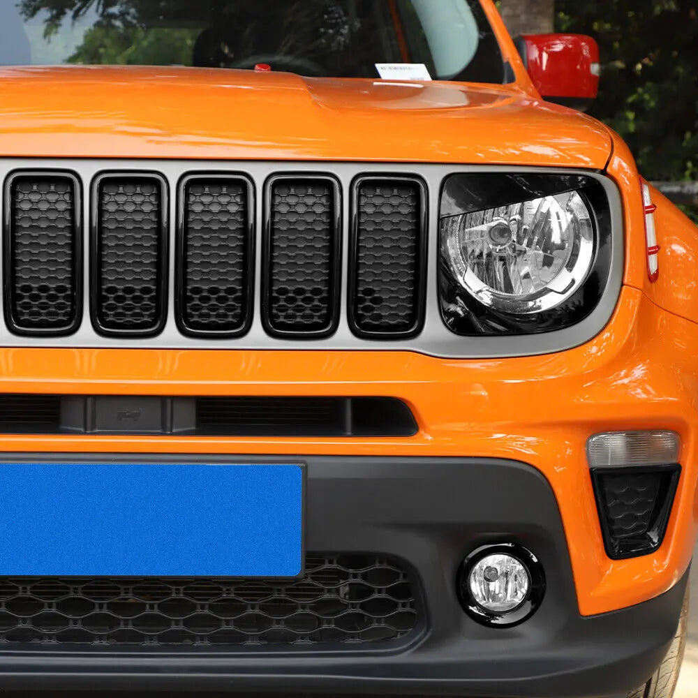 For 2019+ Jeep Renegade Front Grill Inserts & Headlight Bezels Angry Eyes Trim