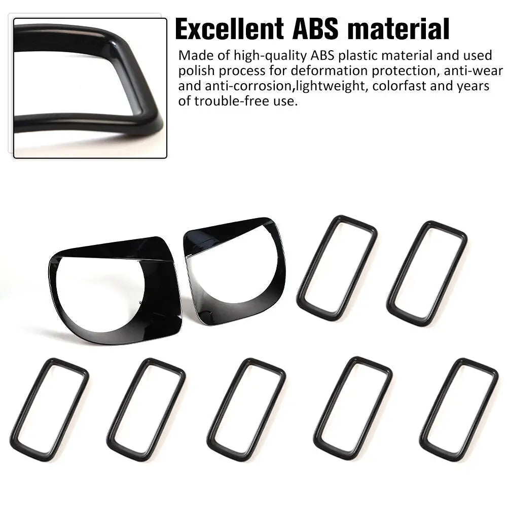 For 2019+ Jeep Renegade Front Grill Inserts & Headlight Bezels Angry Eyes Trim