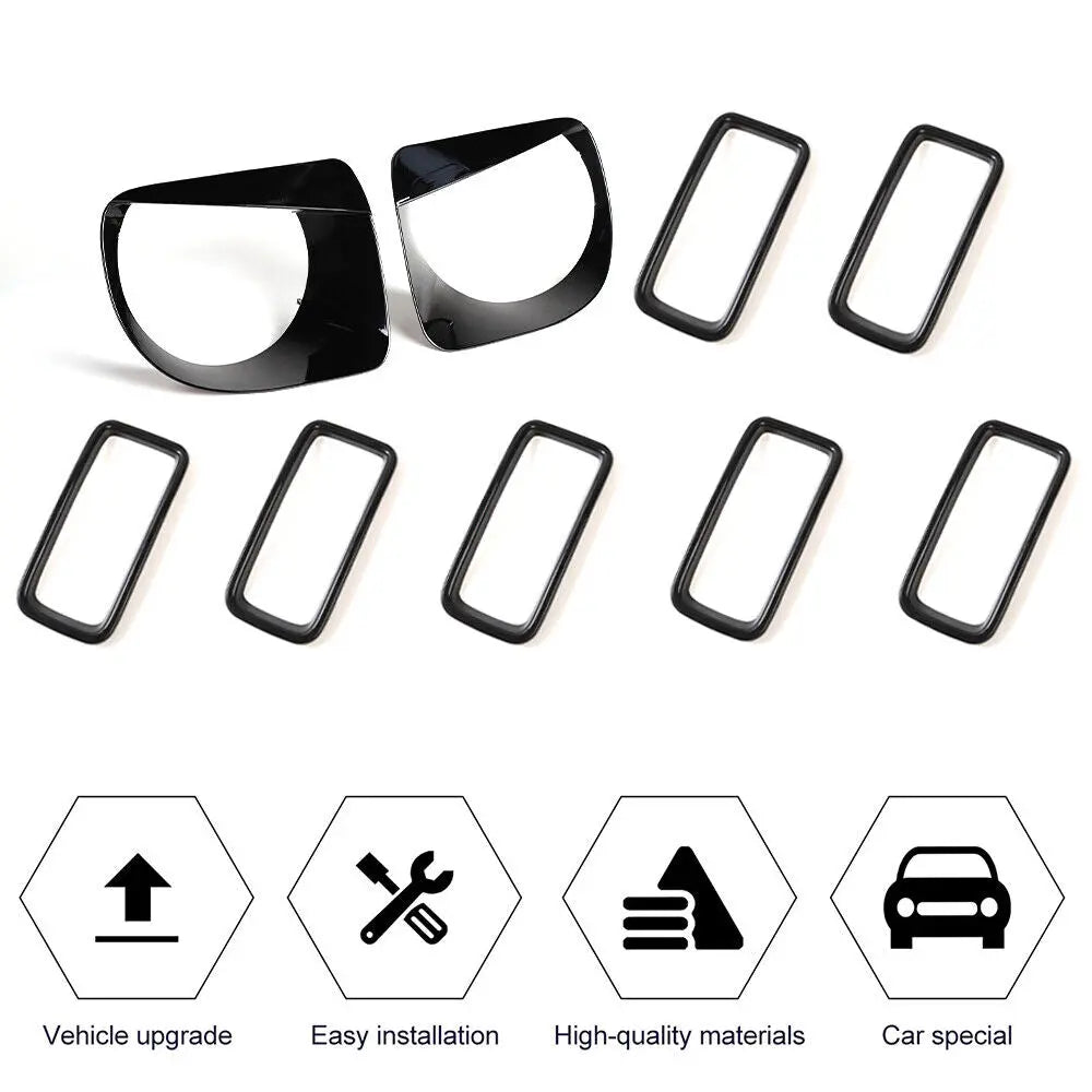 For 2019+ Jeep Renegade Front Grill Inserts & Headlight Bezels Angry Eyes Trim