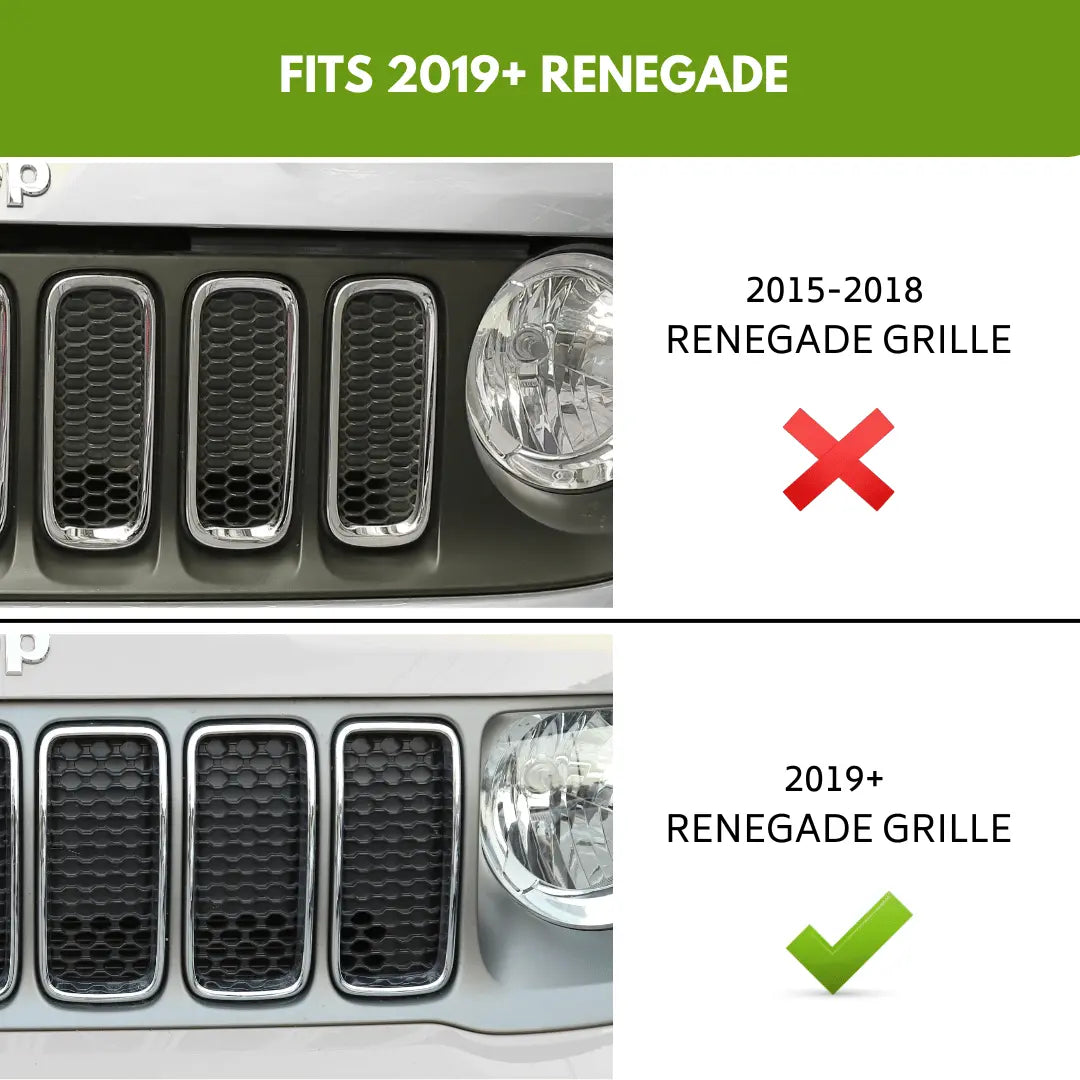 For 2019+ Jeep Renegade Front Grille Inserts Cover Trim Kit