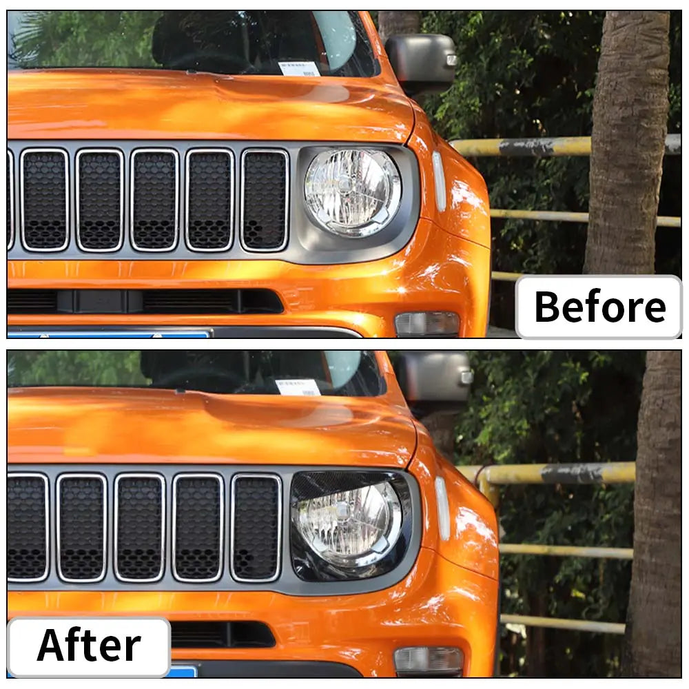 For 2019+ Jeep Renegade Headlight Bezels Angry Eyes Head Lamp Ring Trim Bezels