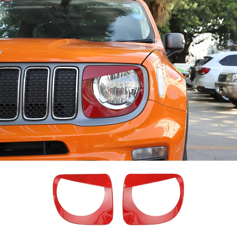 For 2019+ Jeep Renegade Headlight Bezels Angry Eyes Head Lamp Ring Trim Bezels
