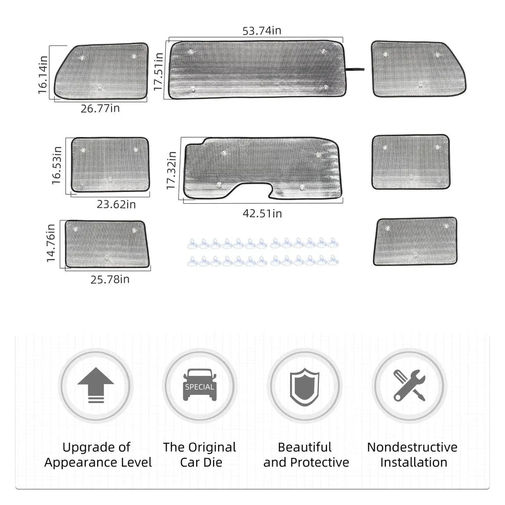 For 2018+ Jeep Wrangler JL JLU 4-Door Windshield Sunshade Side Full Window Sunscreen Heat Insulation Sun Visor 8PCs