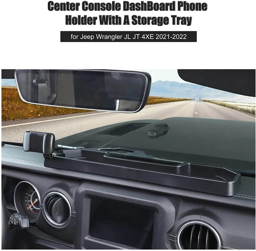 For 2021-2023 Jeep Wrangler JL JLU Gladiator JT 4XE Dashboard Phone Holder with Storage Tray