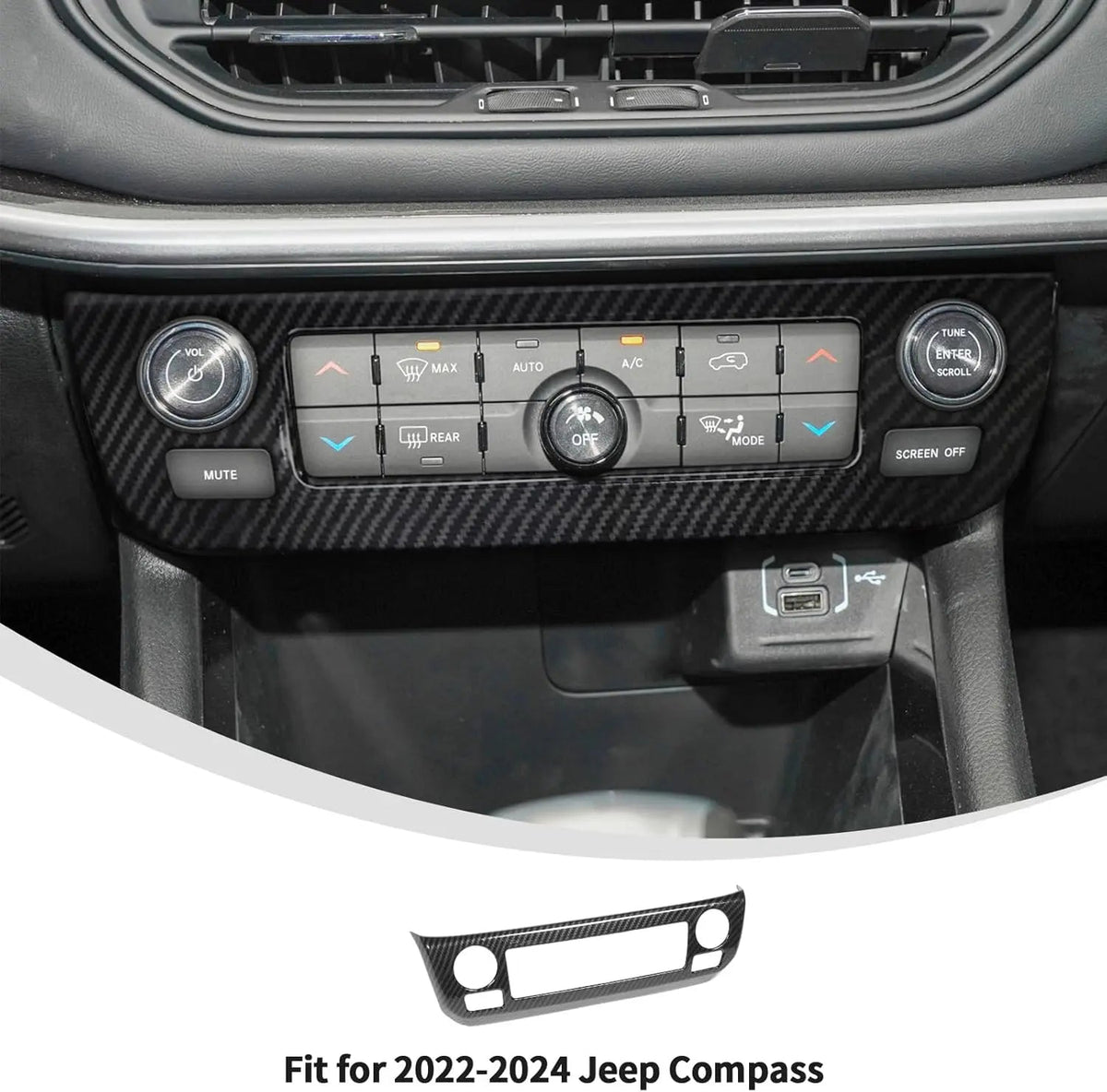 For 2022+ Jeep Compass Interior Air Conditioning Control Panel Trim Cover
