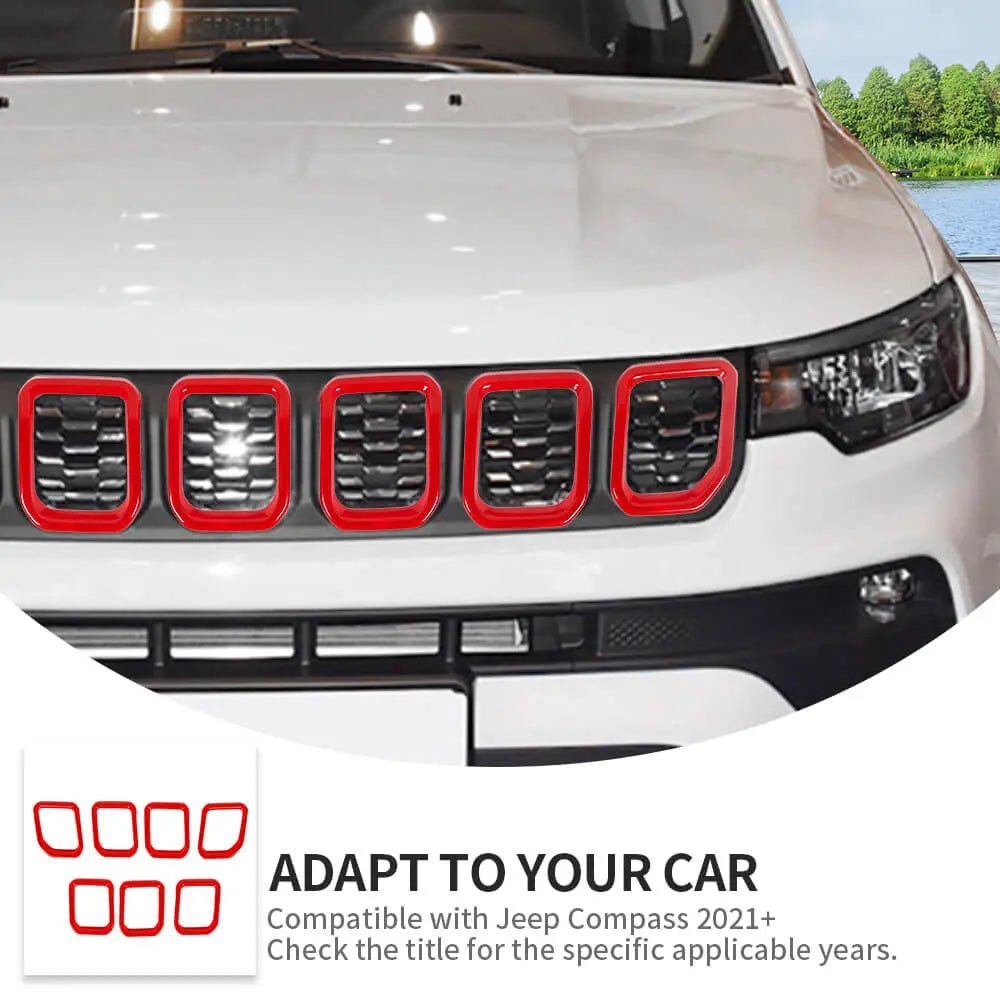 For 2022+ Jeep Compass 7 x Front Grille Grill Insert Cover Trim