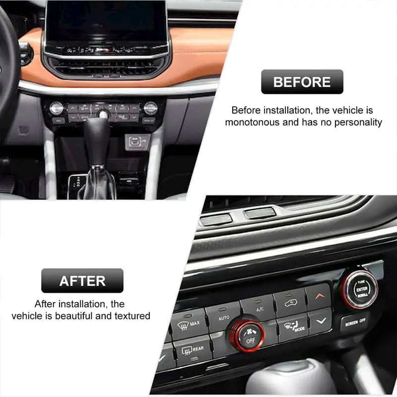 For 2022+ Jeep Compass Air Condition Audio Adjustment Switch Knob Cover Trim Ring (3 pcs)