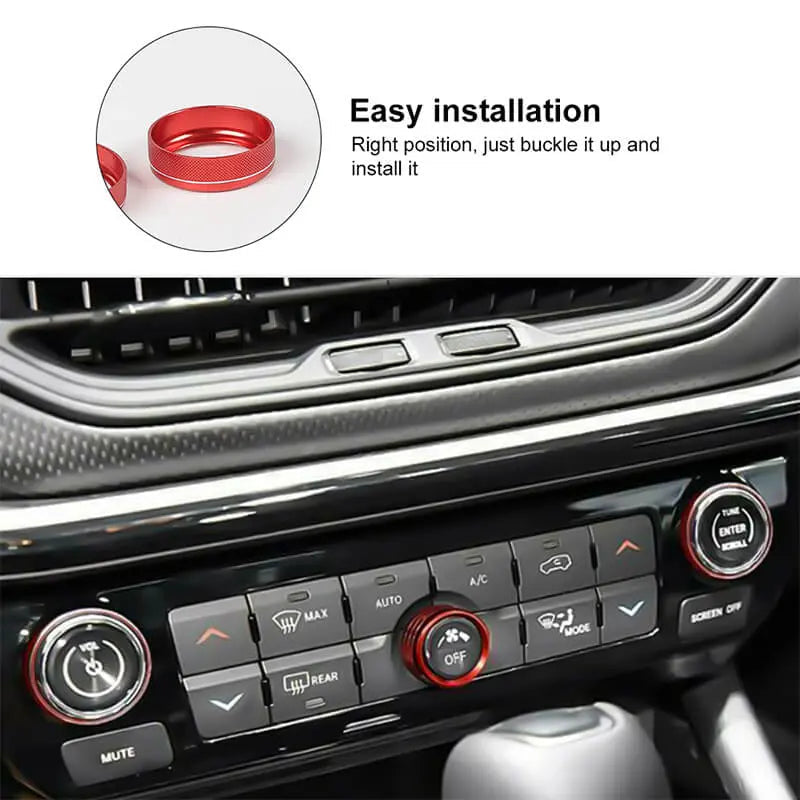 For 2022+ Jeep Compass Air Condition Audio Adjustment Switch Knob Cover Trim Ring (3 pcs)