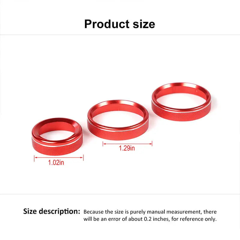 For 2022+ Jeep Compass Air Condition Audio Adjustment Switch Knob Cover Trim Ring (3 pcs)