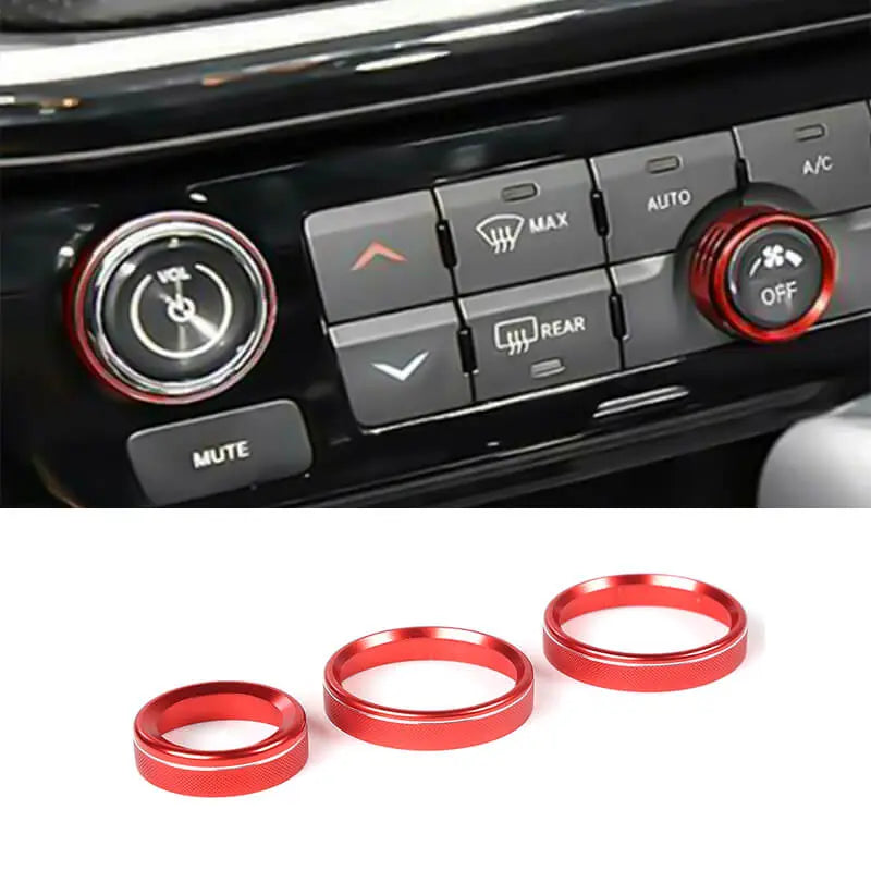 For 2022+ Jeep Compass Air Condition Audio Adjustment Switch Knob Cover Trim Ring (3 pcs)