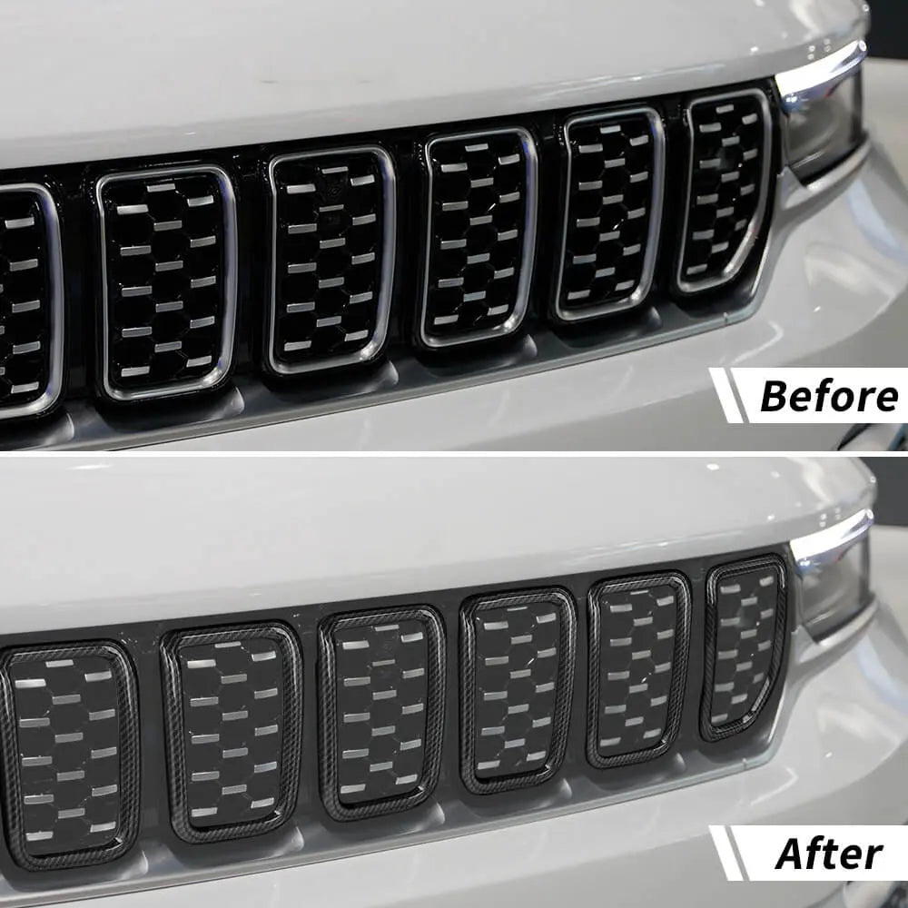 For 2021+ Jeep Grand Cherokee L 7 x Front Grille Grill Insert Ring Cover Trim