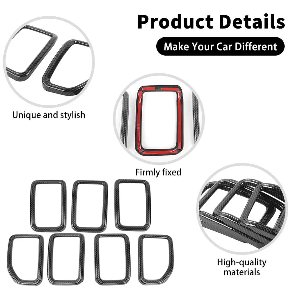 For 2021+ Jeep Grand Cherokee L 7 x Front Grille Grill Insert Ring Cover Trim