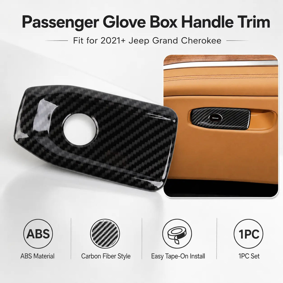 For 2021+ Jeep Grand Cherokee L Passenger Storage Glove Box Handle Trim Cover