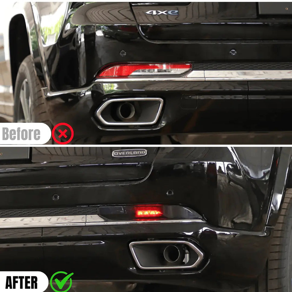 For 2021+ Jeep Grand Cherokee L Smoked Rear Fog Light Covers (2pcs) – Blacked Lens Trim