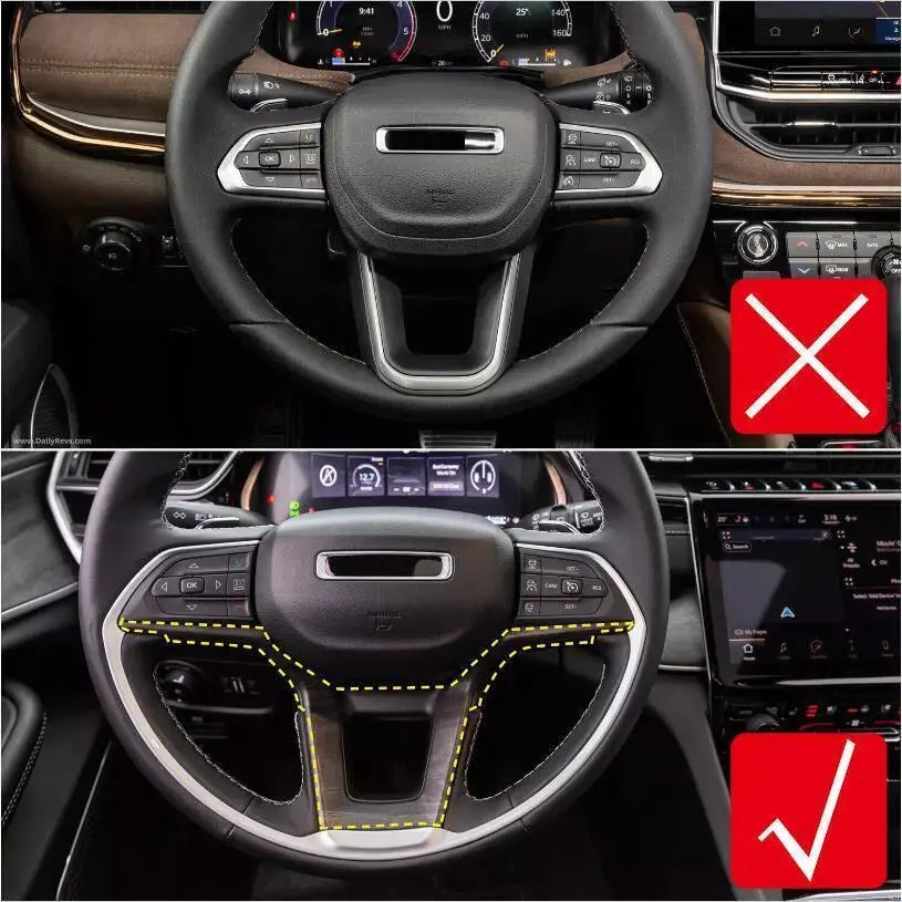 For 2021+ Jeep Grand Cherokee L Steering Wheel Trim Decorative Cover – Carbon Fiber Style