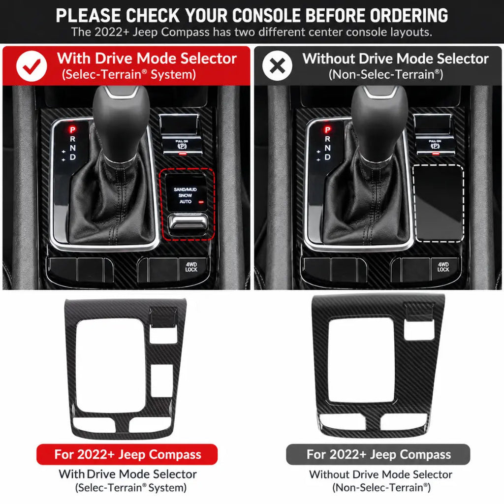 For 2022+ Jeep Compass Center Console Gear Shift Panel Cover Trim