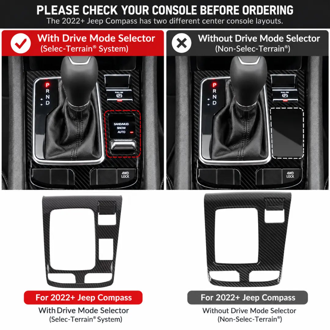 For 2022+ Jeep Compass Center Console Gear Shift Panel Cover Trim