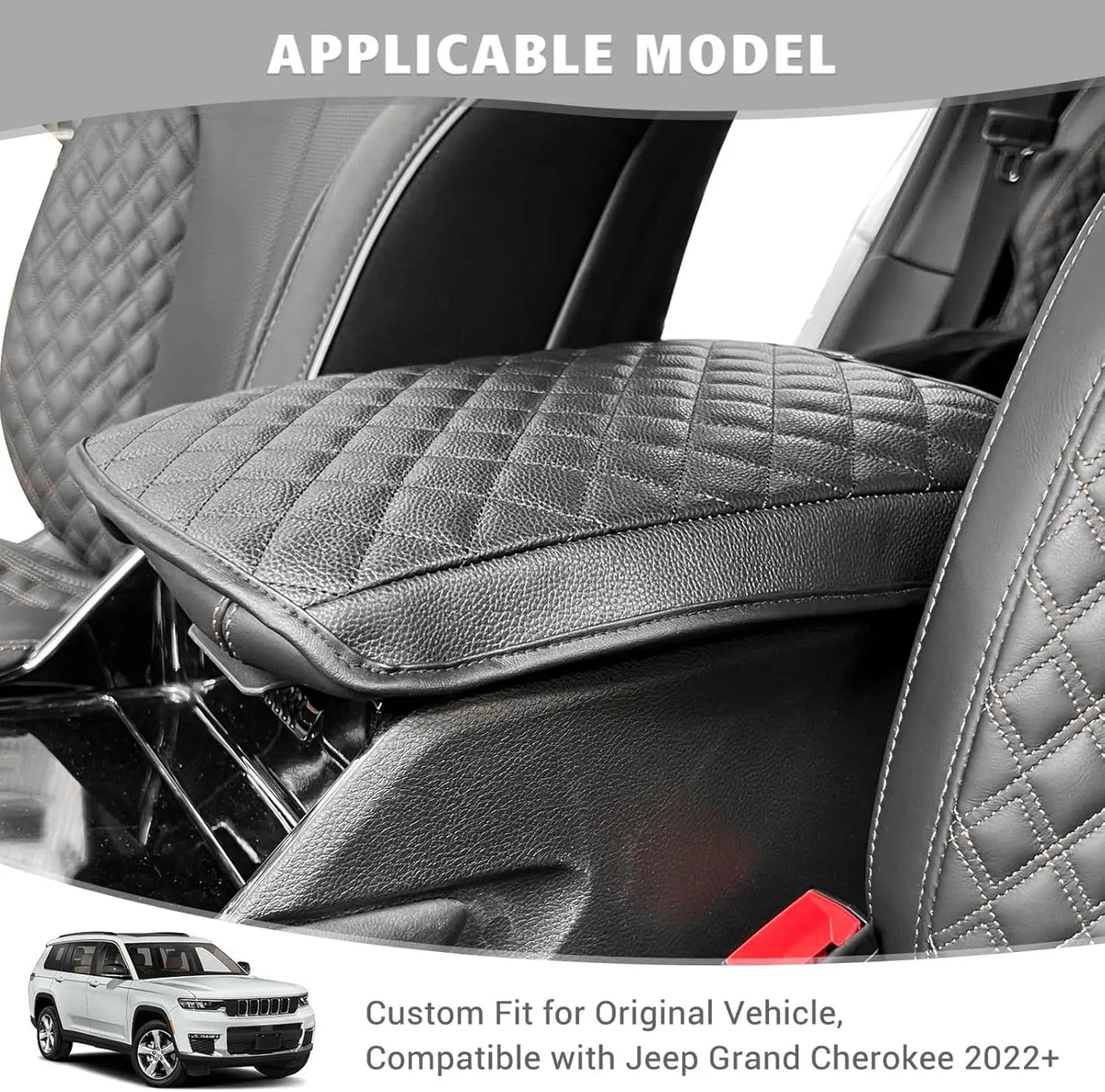 For 2022+ Jeep Grand Cherokee Center Console Armrest Pad Cover – Leather Protective Lid Cover