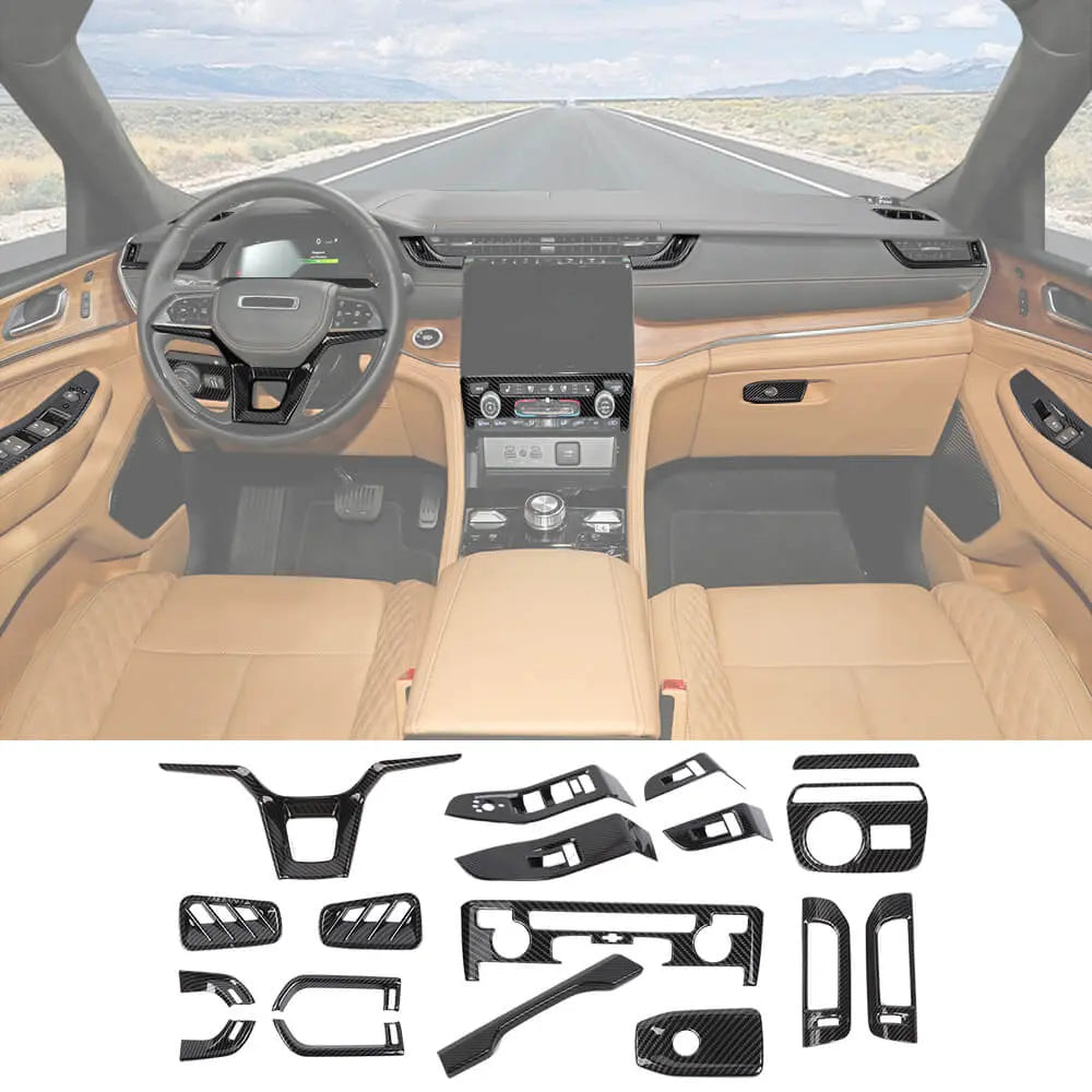For 2021+ Jeep Grand Cherokee L 18 x Inner Center Console Dash Decor Cover Trim Kit