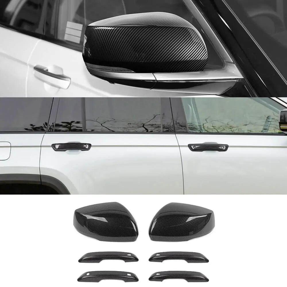 For 2022+ Jeep Grand Cherokee L Rearview Side Mirror Cover & Door Handles Trim Kit