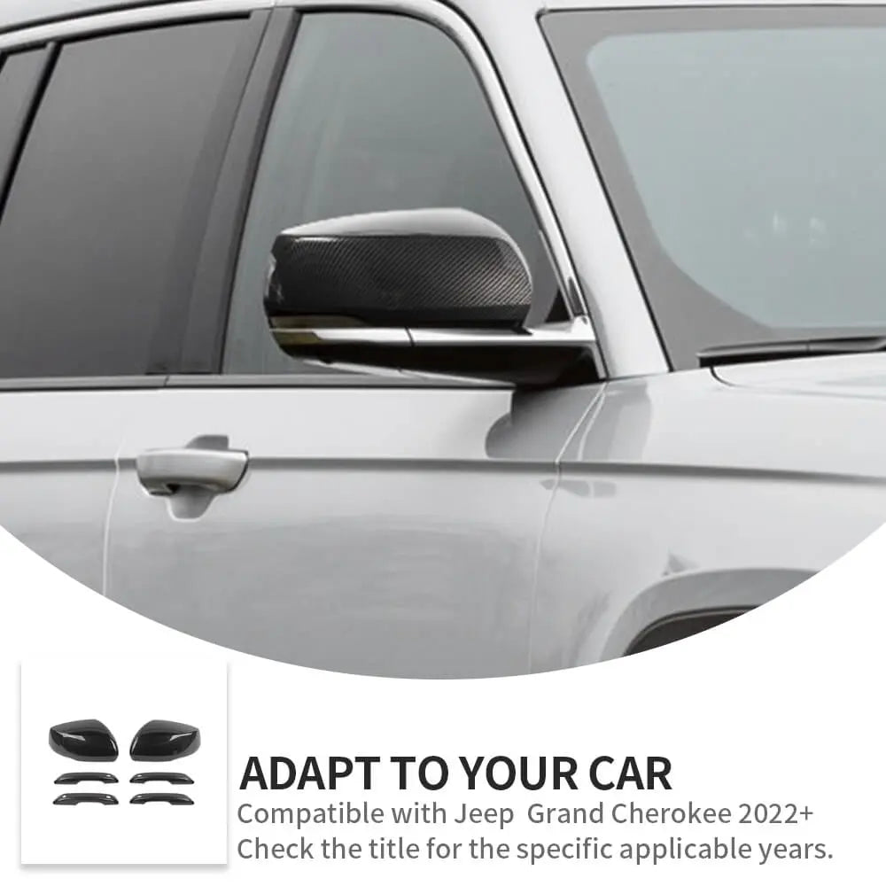 For 2022+ Jeep Grand Cherokee L Rearview Side Mirror Cover & Door Handles Trim Kit