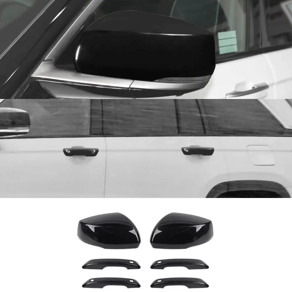 For 2022+ Jeep Grand Cherokee L Rearview Side Mirror Cover & Door Handles Trim Kit