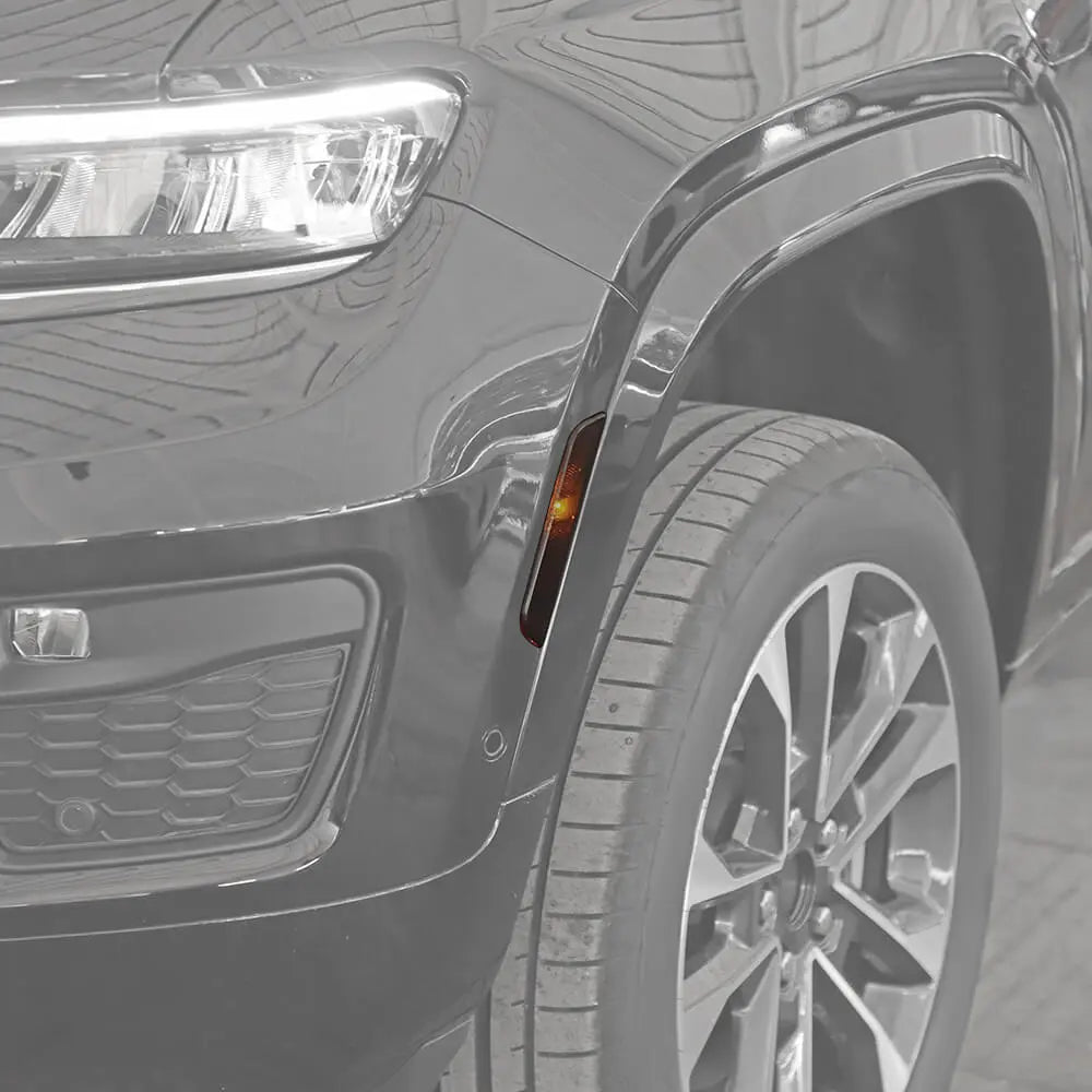 For 2024+ Jeep Grand Cherokee Smoked Front Wheel Eyebrow Light Cover Trim
