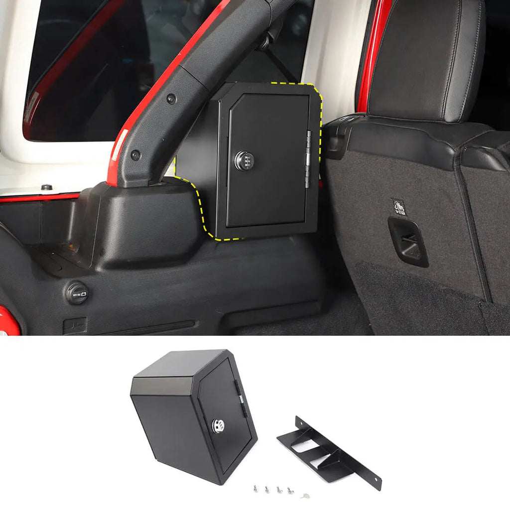 For 2024+ Jeep Wrangler JL 4-Door Version Interior Rear Cargo Safe Box Storage Combination Key Lock