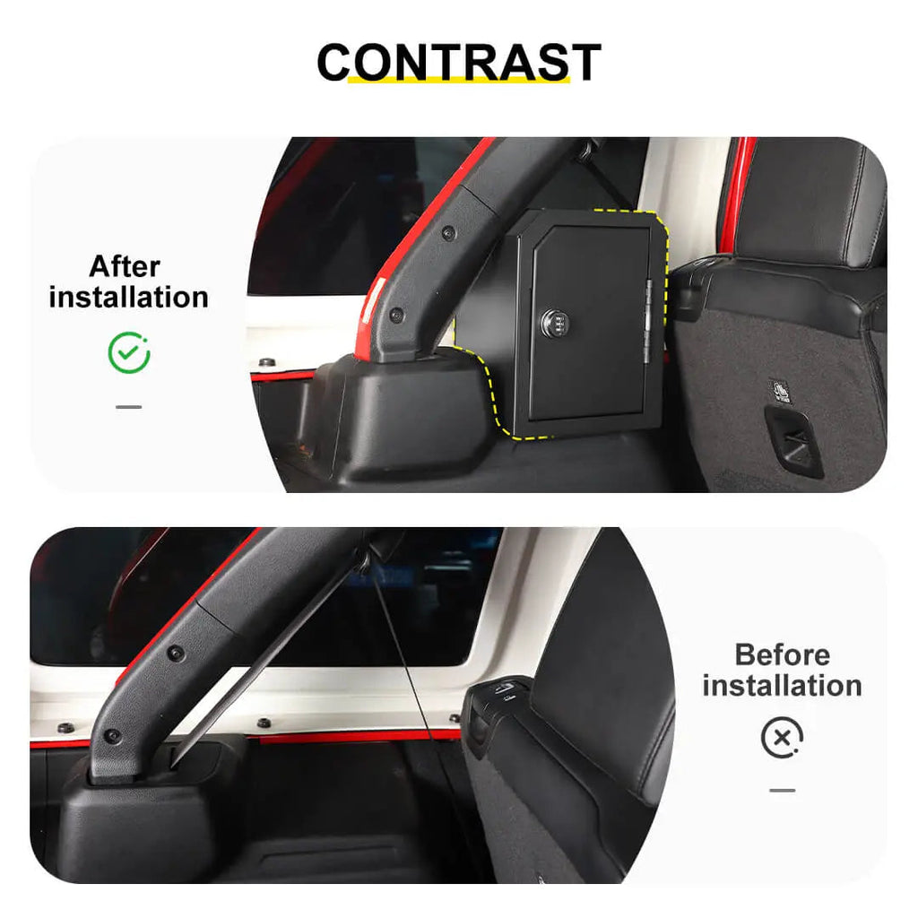For 2024+ Jeep Wrangler JL 4-Door Version Interior Rear Cargo Safe Box Storage Combination Key Lock
