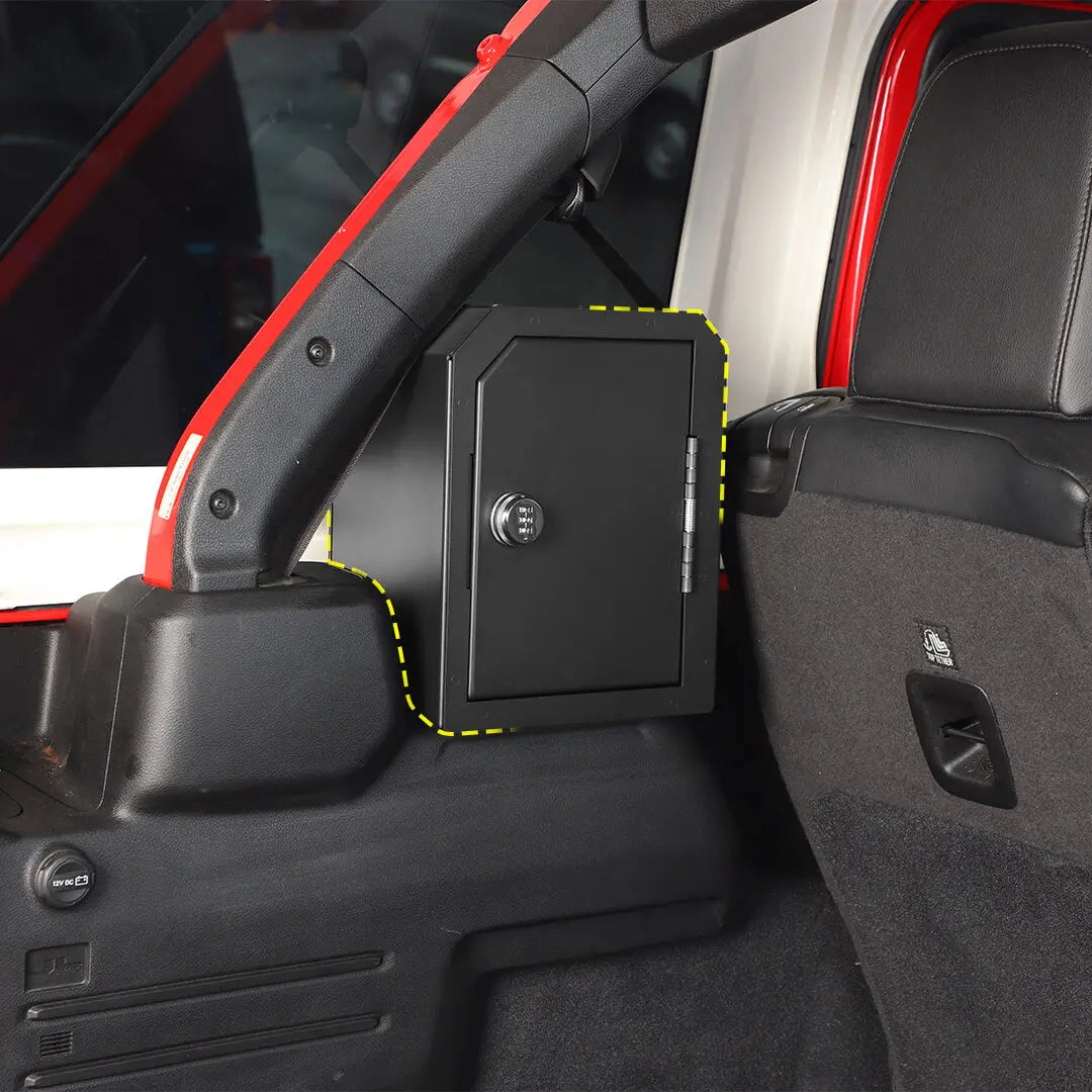 For 2024+ Jeep Wrangler JL 4-Door Version Interior Rear Cargo Safe Box Storage Combination Key Lock