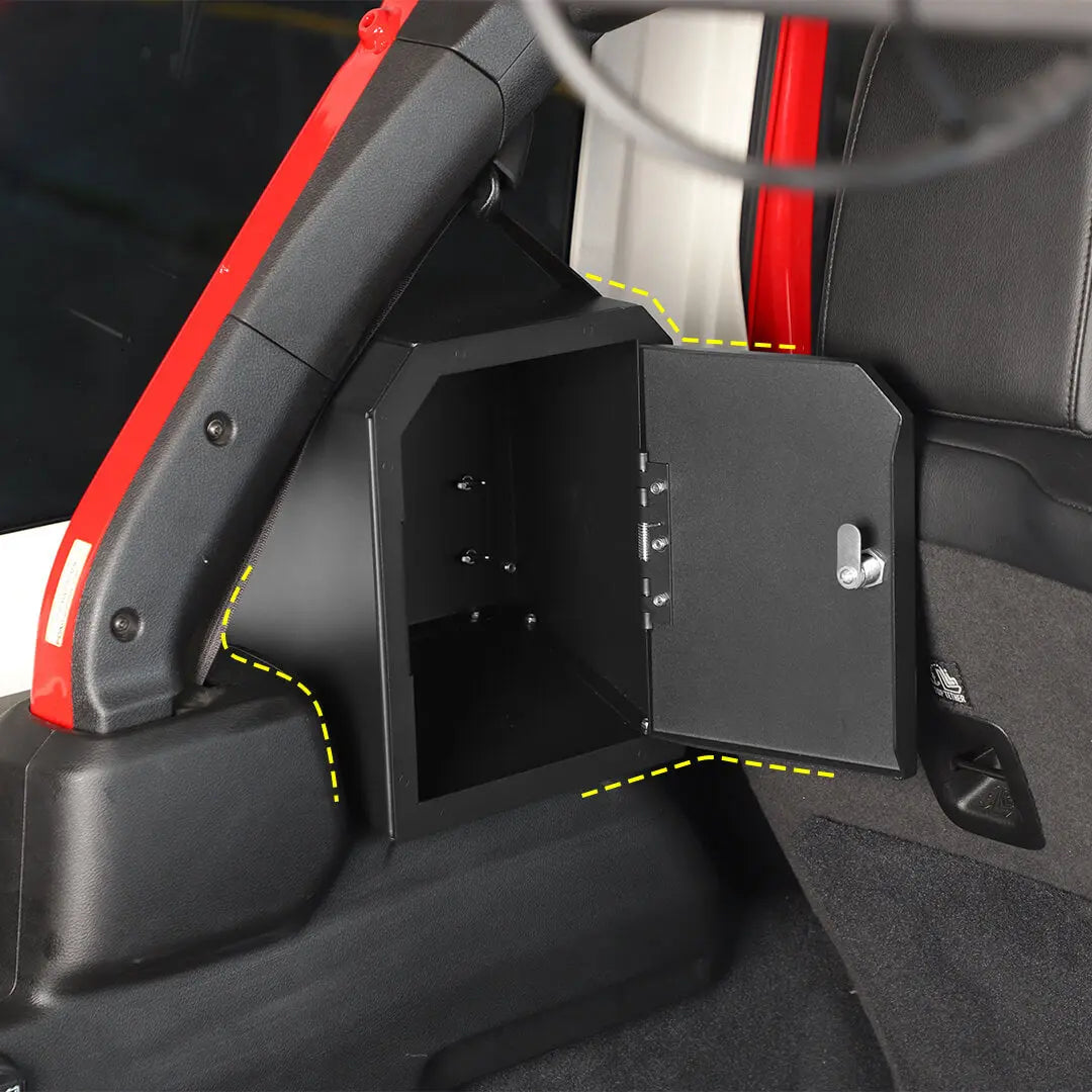 For 2024+ Jeep Wrangler JL 4-Door Version Interior Rear Cargo Safe Box Storage Combination Key Lock