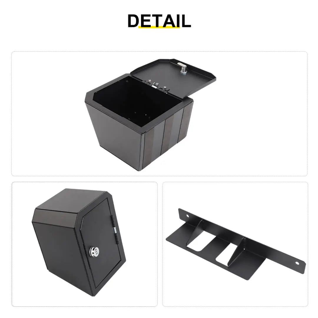 For 2024+ Jeep Wrangler JL 4-Door Version Interior Rear Cargo Safe Box Storage Combination Key Lock