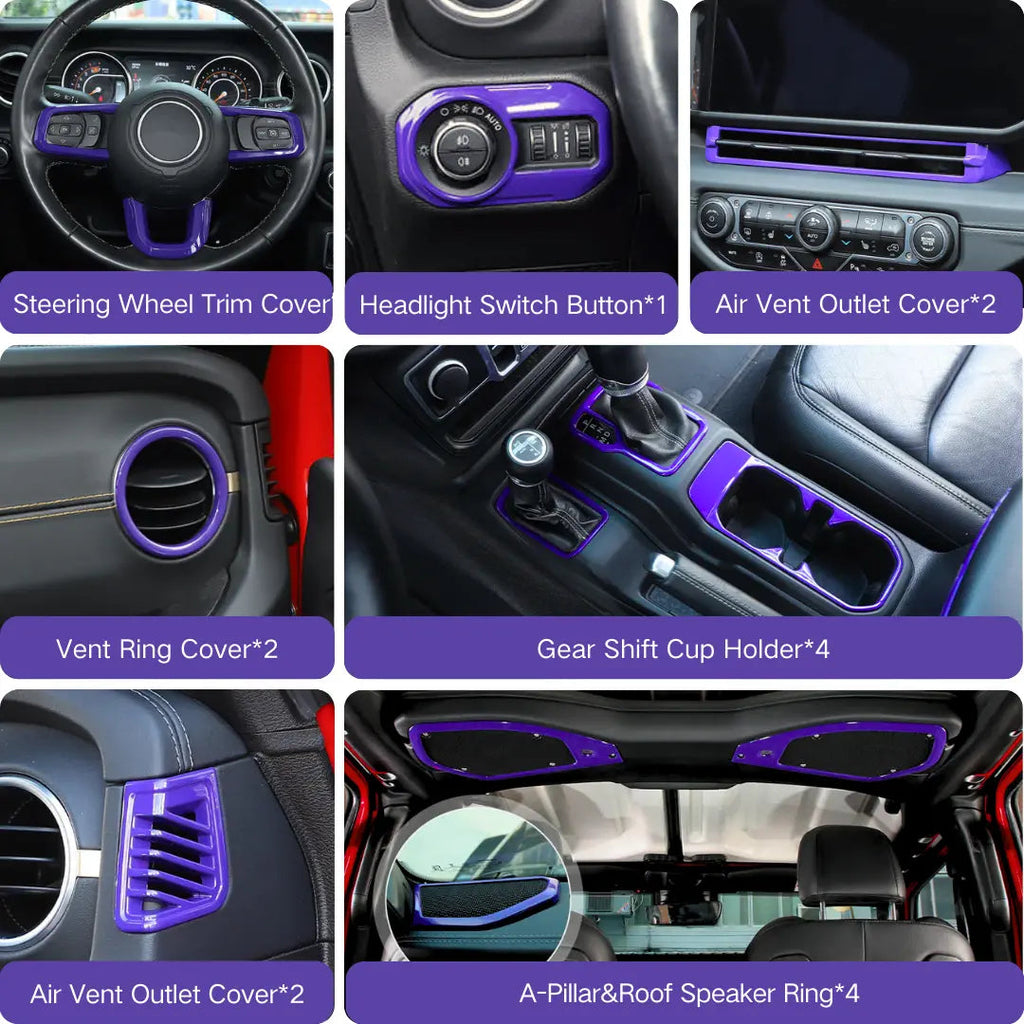 For 2024+ Jeep Wrangler JL/Gladiator JT 17 x Center Console/Roof Decoration Trim Kit