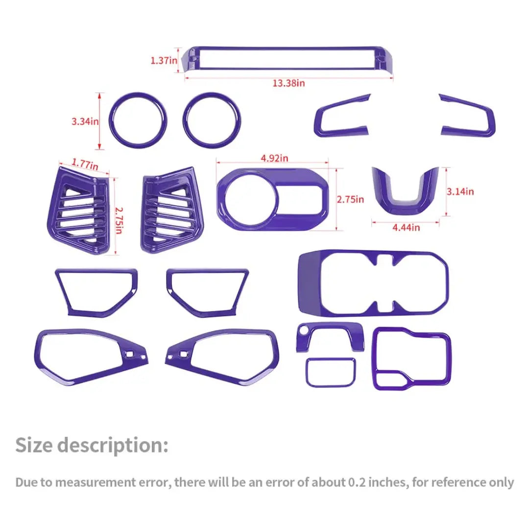 For 2024+ Jeep Wrangler JL/Gladiator JT 17 x Center Console/Roof Decoration Trim Kit