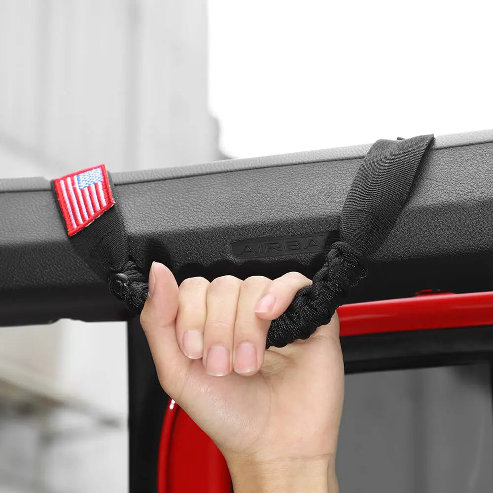 For 2024+ Jeep Wrangler JL/Gladiator JT 2 x Roll Bar Roof Top Paracord Grab Handles Grip US Flag